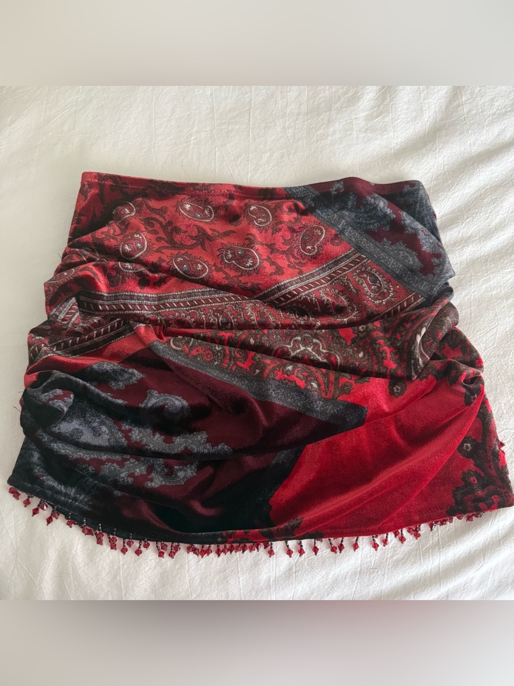 Vintage Luna Chix Velvet Beaded Mini Skirt